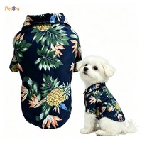 Gilet Hawaïen pour Chien Petora, Nouvelle Collection, Imprimé Feuilles de Monstera et Ananas Rouge Vin, Respirant, Léger, en Polyester, Boutonné, pour l'Été