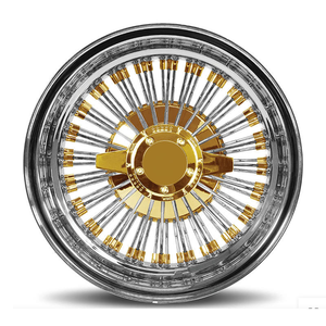 Oferta Especial: Llantas de Acero 13x7, 72 radios rectos, Triple Oro Invertido, <span class=keywords><strong>13</strong></span> y 14 pulgadas, Llantas de Alambre Cromadas de 72 radios para Coches Clásicos - Product Image 1