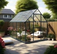 Serre multi-travées en polycarbonate extérieur durable Taille de bricolage avec cadre en métal Assemblage facile pour la culture de fleurs pour les jardins