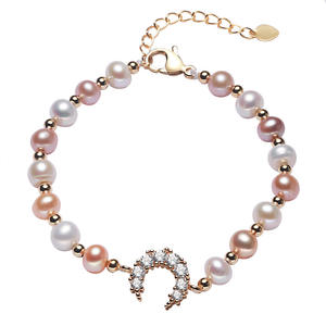 Zhuji Genuine Freshwater Pearl <b>Bracelet</b> for Women Big Moon Style Zircon Inlay Copper-Plated Gold Wholesale Pendants <b>Charms</b> - Product Image 5