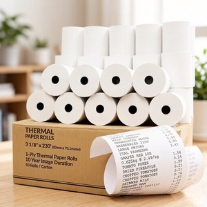 ม้วนกระดาษความร้อนแบบขายส่ง ขนาด 57 มม./80 มม. แบบสองขนาด สำหรับ<span class=keywords><strong>ระบบ</strong></span> POS และคีออสก์ - Product Image 1