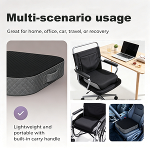 <span class=keywords><strong>Coussin</strong></span> de siège en mousse à mémoire de forme à haute densité pour chaise de bureau, <span class=keywords><strong>voiture</strong></span>, fauteuil roulant, usage domestique, avec housse lavable et poignée de transport - Product Image 2