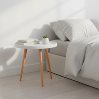Table basse moderne minimaliste en fibrociment avec pieds en bois, écologique, faite à la main, pour l'intérieur et l'extérieur, meubles de salon