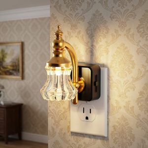 Luci Notturne LOHAS con Presa a Muro, Dimmerabili 0-100 LM, Lampada LED a Fiore in Vetro 1W, Luce Notturna Vintage per Bagno e Corridoio - Product Image 1
