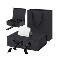 Emballage de boîte de papier rigide de cadeau de demoiselle d'honneur de fermeture magnétique de luxe noire pliable d'impression personnalisée pour vêtement de sac à main
