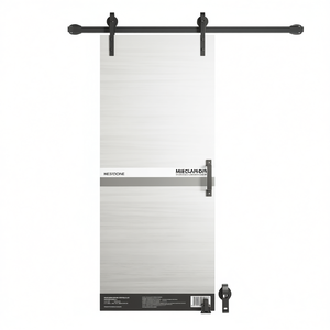 Kit de rail coulissant pour porte de grange moderne CRAZY ELF 28x72 pouces en mélamine, quincaillerie de porte intérieure avec poignée de traction - Product Image 1