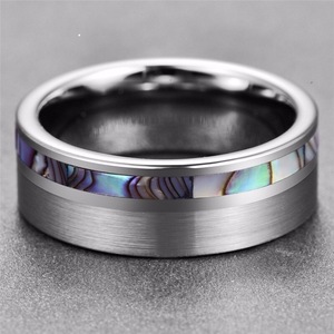 Trang Sức Thời Trang Nhẫn Cưới Đơn Giản Cổ Điển Đánh Bóng Cao Sang Trọng Nhẫn Cacbua Vonfram Bạc Vỏ Bào Ngư Cho Nam - Product Image 3