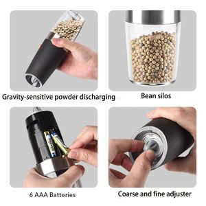 LOVFE Juego de Molinillos Eléctricos de <span class=keywords><strong>Sal</strong></span> y Pimienta por Gravedad con Grosor Ajustable, Luz LED y Funcionamiento a Pilas - Product Image 4