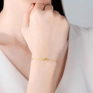 Xinfly Pure18KゴールドショピンチェーンジュエリーAu750ダブルリングバックルビーズブレスレット - Product Image 3