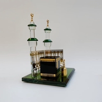 Ornement de voiture Kaaba en cristal doré magnétique à double colonne, cadeau musulman de l'Aïd Ramadan, ornement de table