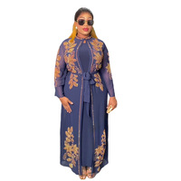 Ensemble deux pièces transfrontalier pour femmes de grande taille Costume musulman à la mode Abaya africaine Robe du Moyen-Orient Robe Cardigan Robe