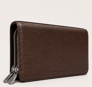 Handheld Clutch Double Zipper Microfiber Fabrics Business <b>Purse</b> Front Handle Strap <b>Phone</b> Organizer Long RFID Blocking Durable - Product Image 4