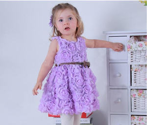 ชุดเดรสเด็กสำหรับงานปาร์ตี้สีพื้นแต่งระบายจากร้านจีน - Product Image 2