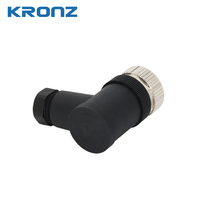 Connecteurs circulaires étanches KRONZ M12 à 3/4/5/8/12 broches, femelles, coudées, code A, IP67, pour capteurs