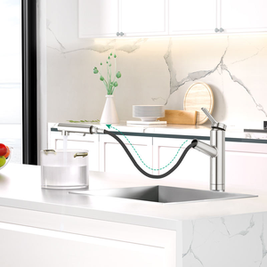 Robinet de cuisine de luxe moderne en acier inoxydable 304, extractible, haut de gamme, brossé - Product Image 5