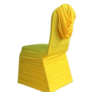 Custom made size acceptable cheap quality 160grams thin fabric elastic ruffle chair covers fit for all banquet chairs