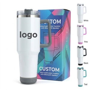 Gobelet isotherme <span class=keywords><strong>Bluetooth</strong></span> 40oz en acier inoxydable 304 à double paroi, grande capacité, vierge pour sublimation, avec poignée, couvercle et paille - Product Image 1