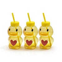 Bouteille d'eau transparente pour enfants, 20 oz, à couche unique, motifs Capybaras/Canard Jaune/Ours, idéale pour le carnaval, vente en gros