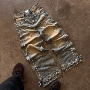 <span class=keywords><strong>Pantalones</strong></span> Vaqueros Vintage Personalizados de Pierna Recta, Talla Grande, 100% Algodón, con Pedrería y Perlas, Lavados, <span class=keywords><strong>para</strong></span> <span class=keywords><strong>Hombre</strong></span> - Product Image 6