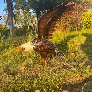 Sculpture d'aigle en métal résistant aux intempéries, statue d'aigle <span class=keywords><strong>chauve</strong></span> artisanale 31x27x23CM, montage au sol pour patio et jardin extérieurs - Product Image 5