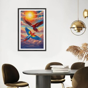 <span class=keywords><strong>Peinture</strong></span> <span class=keywords><strong>de</strong></span> perroquets aux couleurs vives, art mural personnalisé, impression numérique <span class=keywords><strong>sur</strong></span> <span class=keywords><strong>toile</strong></span>, image HD, design personnalisé pour la décoration moderne <span class=keywords><strong>de</strong></span> la maison - Product Image 1
