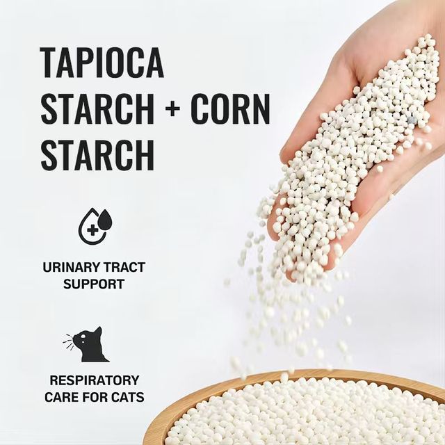 Food Grade Natural Cassava Cat Litter Non Tracking Dust Free Non Toxic Safe for Kitten Eco Friendly Private Label Custom Package