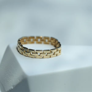 Anillo de cadena suave de eslabones curvos de oro sólido de 18 quilates hecho a mano para mujer, banda Eternit atemporal moderna para compromiso de boda, regalo de moda - Product Image 5