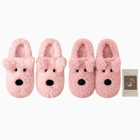 Pantoufles en peluche 3D motif chien de dessin animé, douces en fausse fourrure, chaudes pour l'hiver, pantoufles d'intérieur, personnalisables OEM ODM, vente en gros