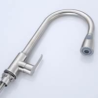 Robinet de cuisine monocommande extractible en acier inoxydable 304 brossé, avec bec haut et double mode de pulvérisation, pour eau froide et chaude