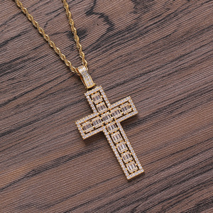 <b>Cross</b> pendant, hip hop jewelry, simple for <b>men</b> and women, multi-row zirconium <b>cross</b> pendant necklace. - Product Image 4