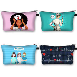 Bolsas de cosméticos con estampado de enfermera para <span class=keywords><strong>mujer</strong></span>, bolso de almacenamiento portátil de viaje informal encantador, bolsa de maquillaje, artículos de aseo personal, gran oferta - Product Image 4