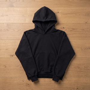 Sweat-shirt à capuche noir 100 % coton épais, coupe classique, pull-over tricoté, hiver, uni, avec poche, streetwear, respirant - Product Image 2