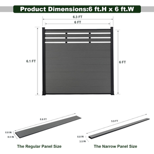 Valla DE PRIVACIDAD WPC para exteriores, fácil montaje, paneles de valla de tamaño de <span class=keywords><strong>6X6</strong></span> pies con base de poste y espaciador para uso en el jardín y el balcón del hogar - Product Image 3