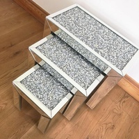 Meilleures ventes, table basse moderne de luxe en bois avec miroir, ensemble de 3 tables, décoration de salon, meubles pour la maison