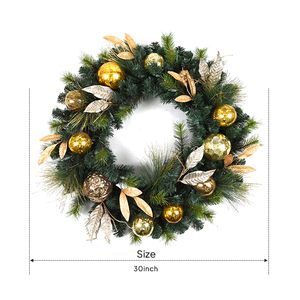 Popular Customized Front <b>Door</b> Decoration Artificial Christmas Wreath with Silver Gold Xmas Ball - Product Image 2