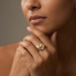 Anelli Vintage Hip Hop con Cuore in Argento Placcato Oro 14K, Gioielli Texturizzati alla Moda per Uso Quotidiano e Feste - Product Image 4