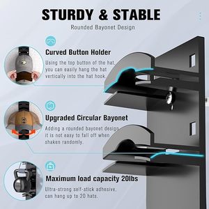 Organizador de Gorras de Béisbol, Soporte para Gorras de Pared con Adhesivo Fuerte, Colgador de Gorras para Puerta o Armario, Organizador de Gorras - Product Image 2