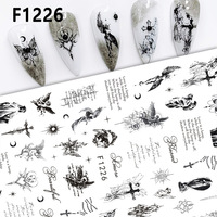 Autocollants pour ongles gothiques Dark Coquette, motifs 3D papillon, lettres, chat, fleurs, pour femmes, DIY nail art