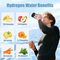 Meilleure bouteille d'eau hydrogénée intelligente portable en verre de 420 ml, génératrice de H2 moléculaire, de haute qualité, personnalisée, idéale pour les cadeaux de vacances