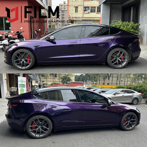 Nhà Sản Xuất Xe Gói Vinyl Sticker Độ Bóng Cao Bong Bóng Không Khí Miễn Phí Xe Bọc Siêu Bóng Nửa Đêm Màu Tím Xe Vinyl Bọc Phim - Product Image 3