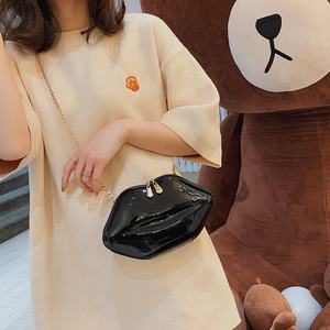 4 couleurs créatives de luxe brillant Pu femmes à grandes lèvres Double curseur Mini sac à main messager avec <span class=keywords><strong>compartiment</strong></span> interne - Product Image 2