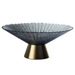 Fruit Bowl Glass With Copper Base Large Creative Luxury Retro Design For Party Decor - Product Image 1