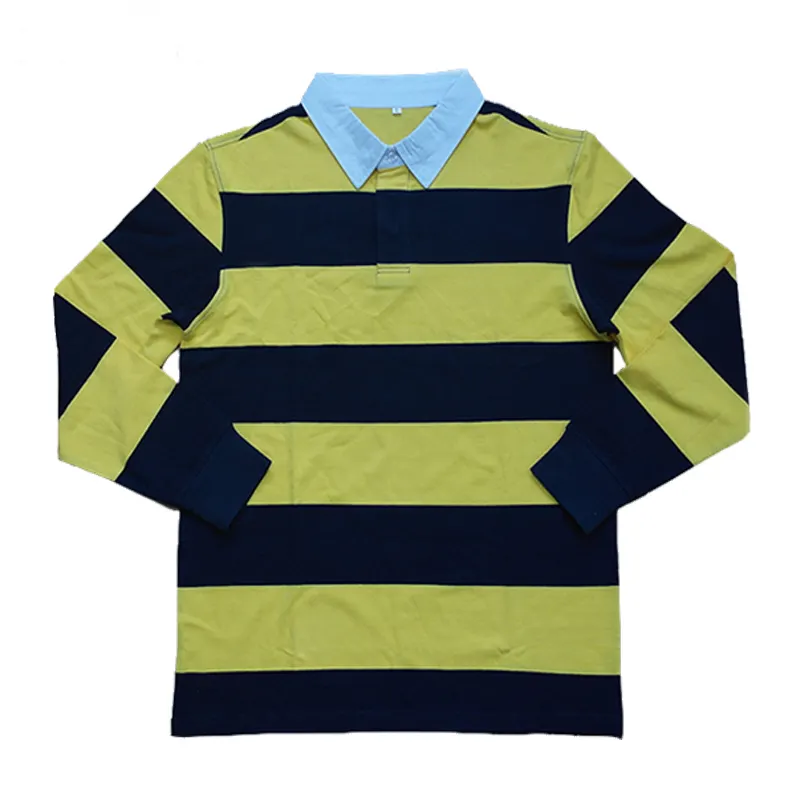 Rugby Shirt New Design Custom Stripe T-shirts 1olo Shirt Long Sleeve Plain Blank Casual Cotton Knitted Dyed Polyester / Cotton