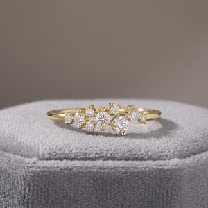 Anillo de Diamantes en Racimo con Corte Brillante Chapado en Rodio de Oro Sólido de 14K para Mujer, Joyería de Moda de Alto Valor VLOVE, Claridad SI2, Color H - Product Image 1