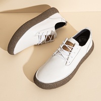 Baskets sportives en cuir pour hommes grandes tailles, rehaussantes, pointures 40-47, semelle plate antidérapante, coupe basse, en cuir de vachette pleine fleur