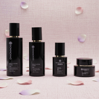 Botol Kemasan Kosmetik Serum Lotion Krim Mewah Silinder Kaca Hitam Modern Sederhana Set Tutup Sekrup Pompa Ramah Lingkungan