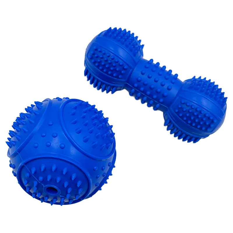 Eco-friendly Factory Wholesale Customized Rubber Chew Toy Blue Thorn Ball