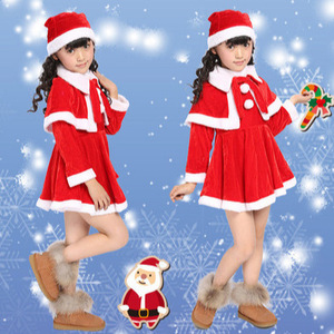 Children Christmas Costumes <b>Santa</b> Claus Outfits For Boys And Girls Performance Wear Red White Velvet Set - Product Image 2