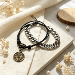 Modische Edelstahl-Armbandsets, trendige Unisex-Schmucksets mit zwölf Sternzeichen-Anhängern, Glücksarmbänder im <span class=keywords><strong>Set</strong></span> - Product Image 5