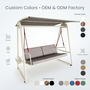 Dondolo da Giardino in Metallo Personalizzato per 2 Persone con Portabicchieri e Tettuccio Regolabile, Sedia <span class=keywords><strong>a</strong></span> Dondolo Sospesa per Veranda - Product Image 2